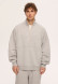 Almost black color men's three-thread insulated oversize sweatshirt with a zipper